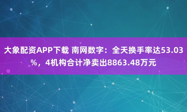大象配资APP下载 南网数字：全天换手率达53.03%，4机构合计净卖出8863.48万元